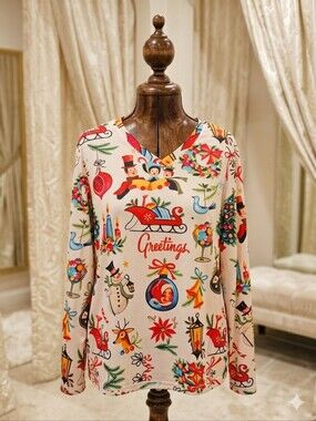 Christmas Caroling V-Neck Top | Festive Holiday Style | Plus Size 5XL